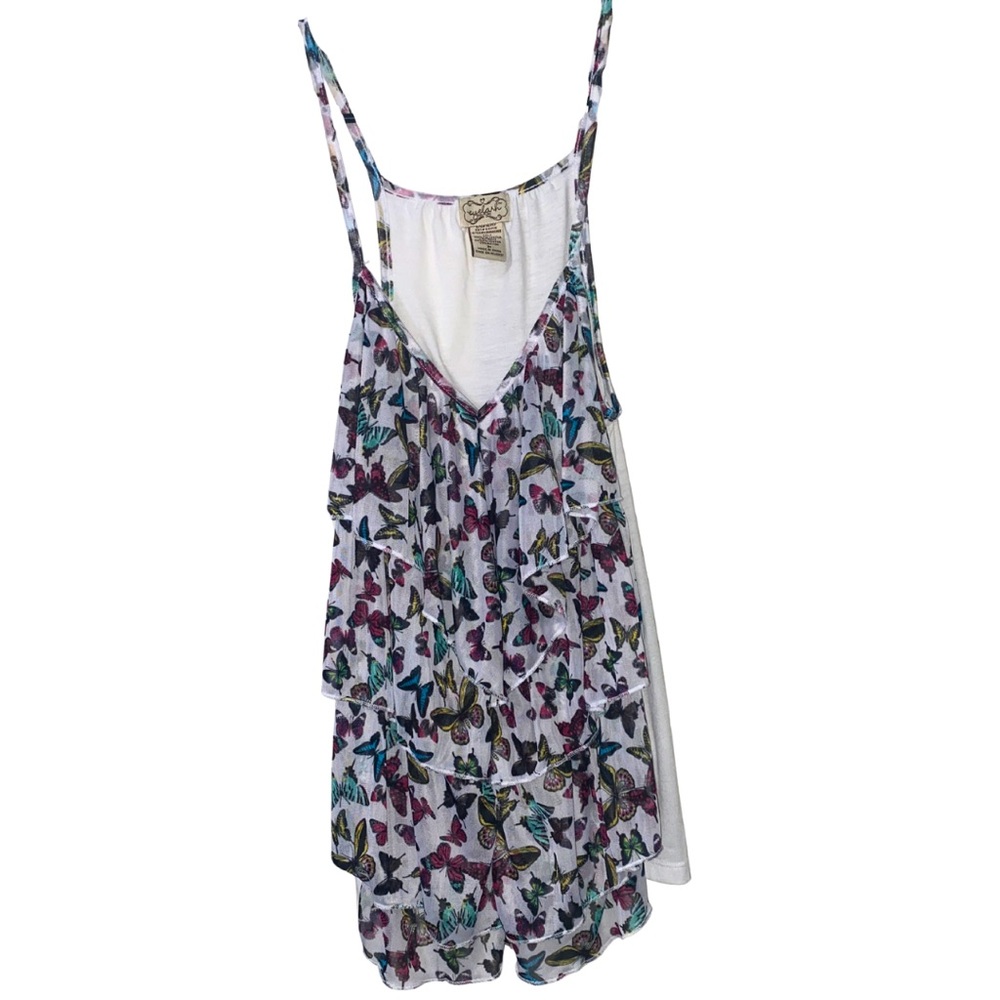 Eyelash Couture Ruffled Tiered Butterfly Camisole Tank Top
